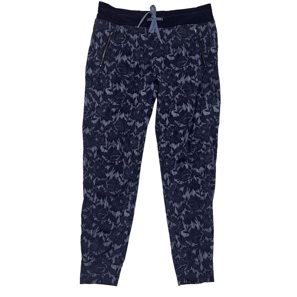 Athleta Trekkie North Ethereal Bloom Floral Jogger Pants Navy Blue 14t